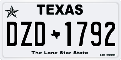 TX license plate DZD1792