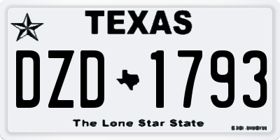 TX license plate DZD1793
