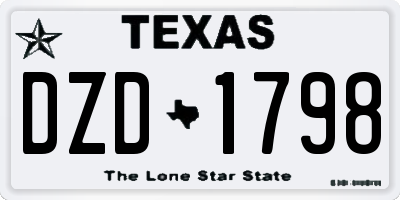 TX license plate DZD1798