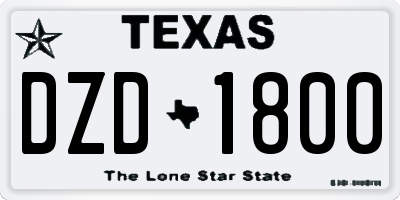 TX license plate DZD1800