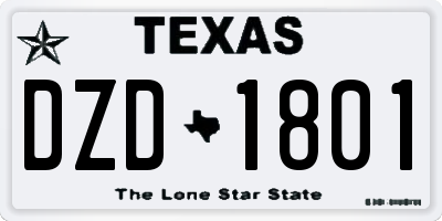 TX license plate DZD1801
