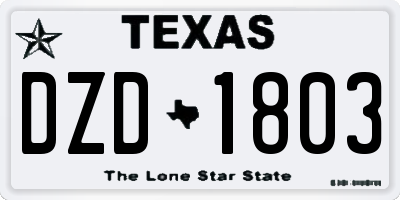 TX license plate DZD1803