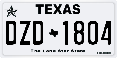 TX license plate DZD1804