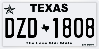 TX license plate DZD1808