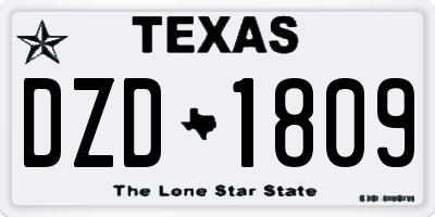 TX license plate DZD1809