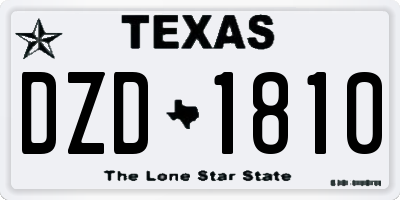 TX license plate DZD1810