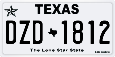 TX license plate DZD1812