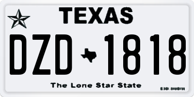 TX license plate DZD1818