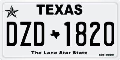 TX license plate DZD1820
