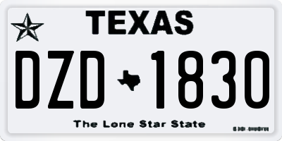 TX license plate DZD1830