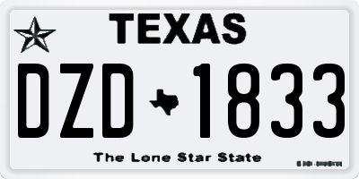 TX license plate DZD1833