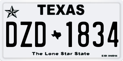 TX license plate DZD1834
