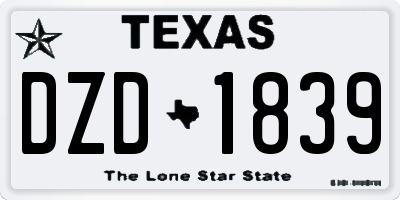 TX license plate DZD1839
