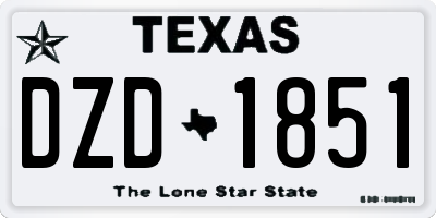 TX license plate DZD1851
