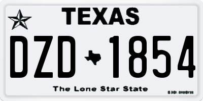 TX license plate DZD1854