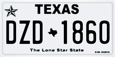 TX license plate DZD1860