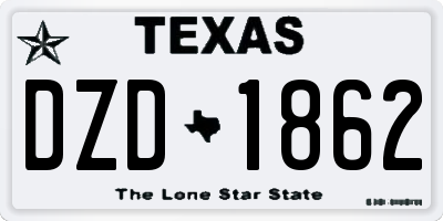 TX license plate DZD1862