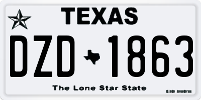 TX license plate DZD1863