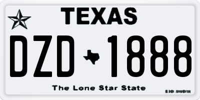 TX license plate DZD1888