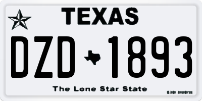 TX license plate DZD1893