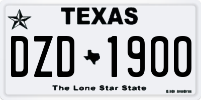 TX license plate DZD1900