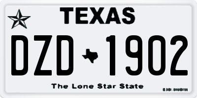 TX license plate DZD1902