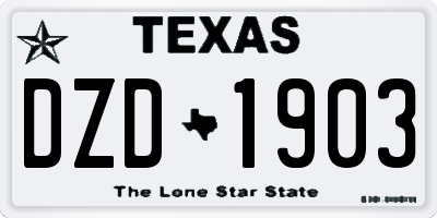 TX license plate DZD1903
