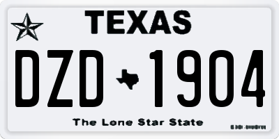 TX license plate DZD1904