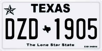 TX license plate DZD1905