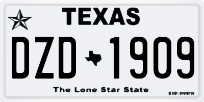 TX license plate DZD1909
