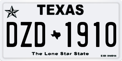 TX license plate DZD1910