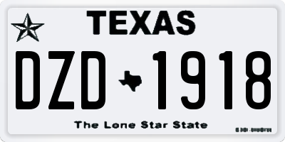 TX license plate DZD1918
