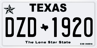 TX license plate DZD1920