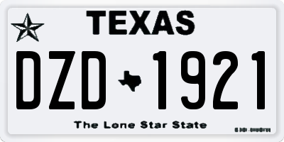 TX license plate DZD1921