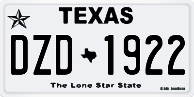 TX license plate DZD1922