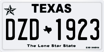 TX license plate DZD1923