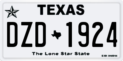 TX license plate DZD1924