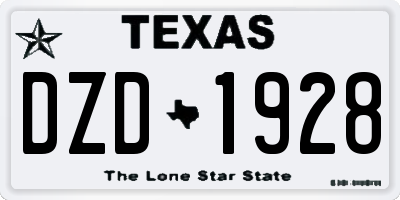 TX license plate DZD1928