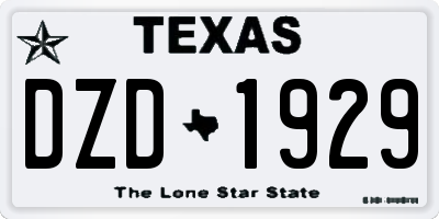 TX license plate DZD1929