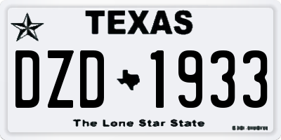 TX license plate DZD1933