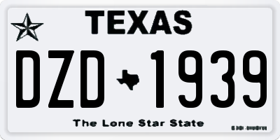 TX license plate DZD1939