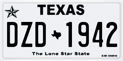 TX license plate DZD1942