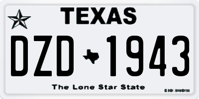 TX license plate DZD1943