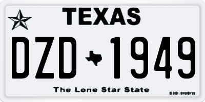 TX license plate DZD1949