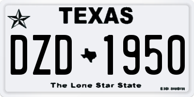 TX license plate DZD1950