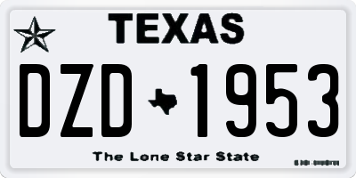 TX license plate DZD1953