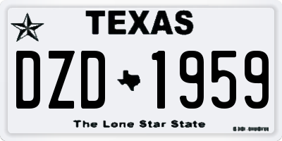TX license plate DZD1959