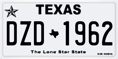 TX license plate DZD1962