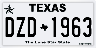 TX license plate DZD1963