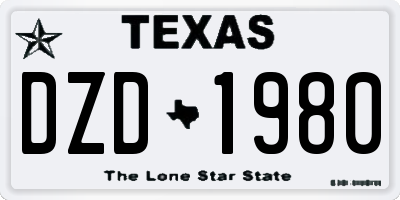 TX license plate DZD1980
